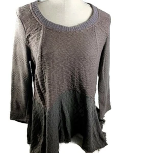 Meadow Rue Knit Sweater Medium Petite Brown Gray -Quarter Sleeve -Two Toned - Picture 1 of 13