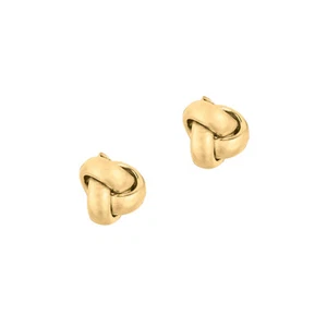 14k Solid Gold Love Knot Swirl Stud Earrings - Picture 1 of 5