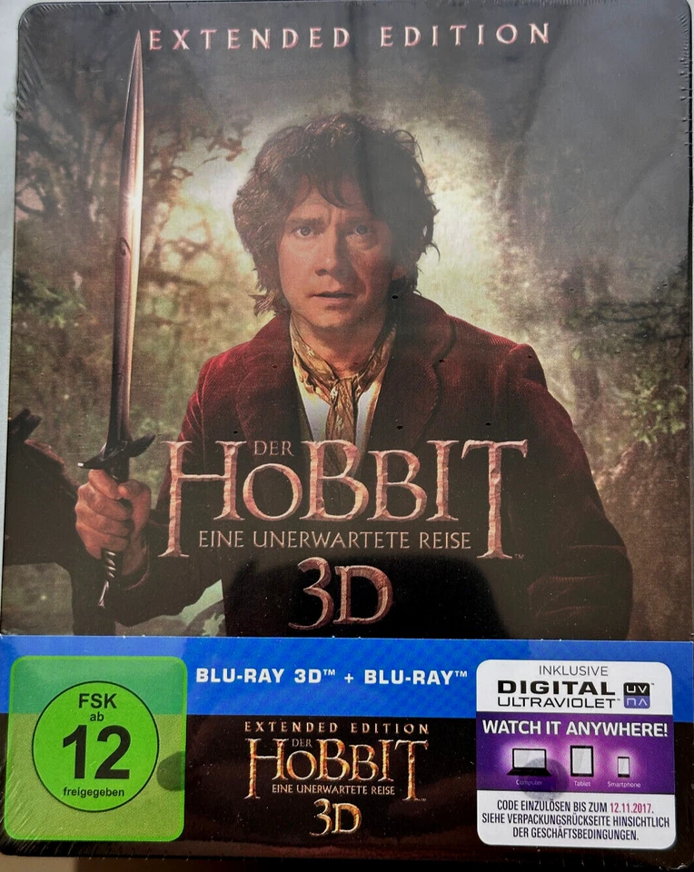 Der Hobbit-Eine unerwartete Reise -Extended Edition 2D/3D Blu-ray Steelbook NEU - Bild 1 von 1