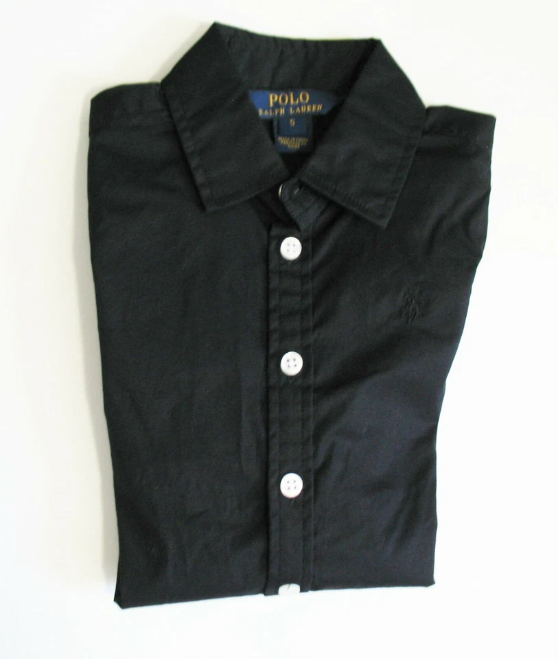 Polo Ralph Lauren Niñas Manga Larga Paño Ancho Camisa Polo Negro Talla 8 - Nuevo con Etiquetas Foto 1 de 1