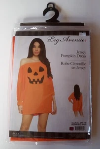 S/M Orange and Black Adult Jersey Pumpkin Off the Shoulder Dress - Picture 1 of 2