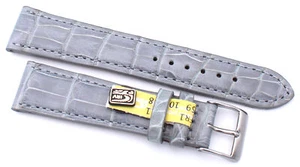 Cinturino orologio 19 mm Louisiana vero ALLIGATORE made GERMANY lucido 19/16 grigio - Foto 1 di 3