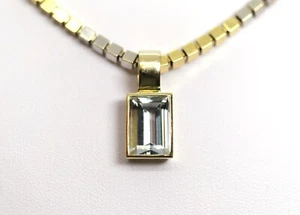 14kt – 585 Aguamarina Ojo Limpio 4,5ct Gema Colgante Oro Amarillo Rectángulo - Imagen 1 de 7