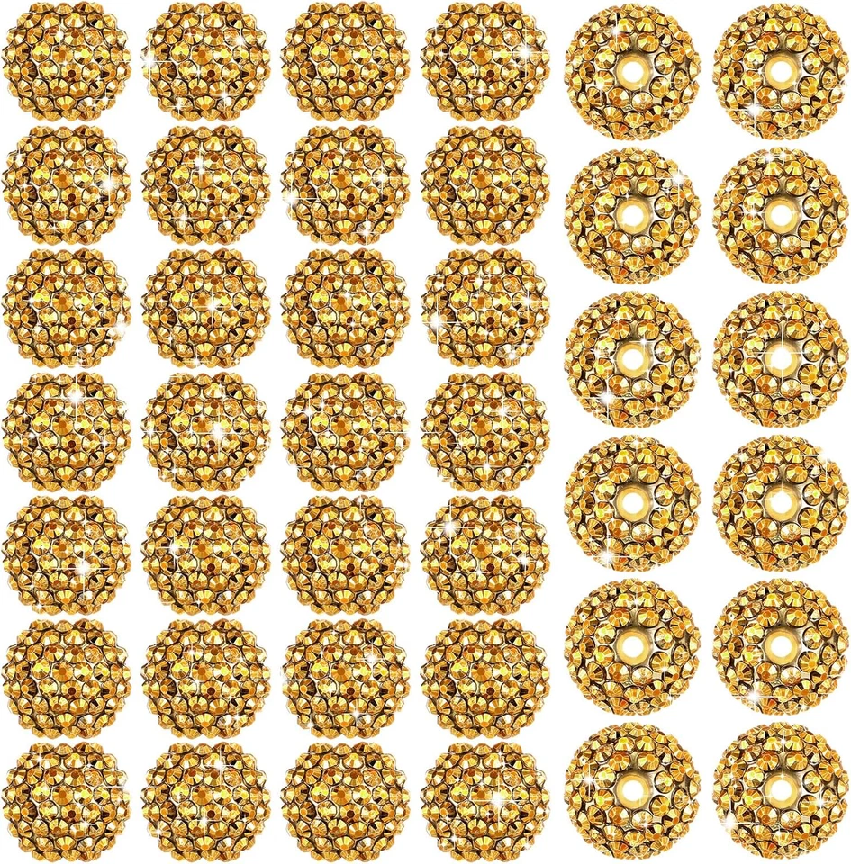 40 Pcs 20 Mm Rhinestone Beads Bulk Crystal round Disco Ball Chunky Bubblegum Bea Foto 1 de 4