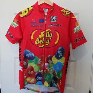 SMS Santini Jelly Belly Cycling Red Jersey Short Sleeve Front Zip Adult 48 Large - Picture 1 of 11