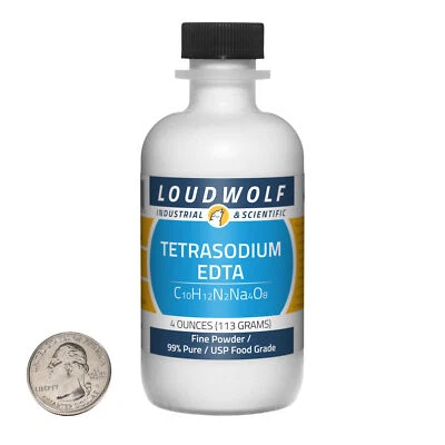 LOUDWOLF INDUSTRIAL & SCIENTIFIC Tetrasodium EDTA / 4 Ounce Bottle / 99% Pure USP Food Grade / Fine Powder / USA
