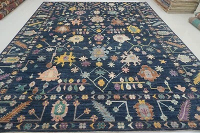 12 x 15 ft Navy Blue Turkish Oushak Hand Knotted Wool Oriental All Over Rug - Image 1 of 4