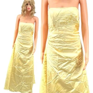 David's Bridal Butter Yellow Strapless Gown Matte Satin Embroidery Flower 12 - Picture 1 of 8