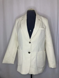 Womens Blazer Size 8 Medium 40" White Ivory Cream Jacket Top 2 Button - Picture 1 of 11