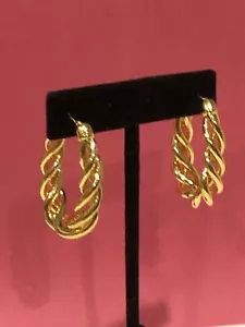 14k Gold Spiral Hoops Stunning 3/4” Inch Wide 1.5” Inch Length/Gorgeous - Picture 1 of 7
