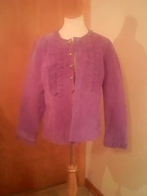 Live a Little Mujer Chaqueta Esmoquin Cuero/Gamuza Morado, XL, Volantes Delanteros Foto 1 de 2