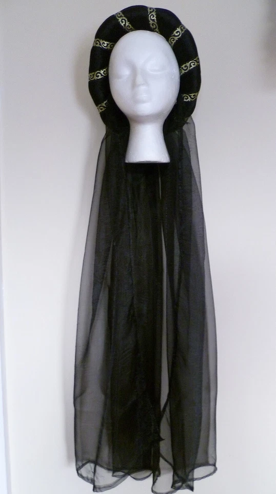 Black & Gold Medieval Headpiece ,Custom made Headdress, Pick your head size - Image 1 of 1