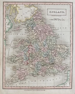 Mapa antiguo de 1833 - Inglaterra - del diccionario topográfico Hall / Gorton - Imagen 1 de 2