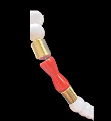 Collar Napier Firmado Rojo Blanco y Oro ✨️ Joyería de Moda Vintage 18 pulgadas  Foto 1 de 4