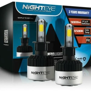 NIGHTEYE H3 Automotive LED Headlight Bulbs Kit - 72w 9000LM/Set 6500K Cool White - Picture 1 of 4