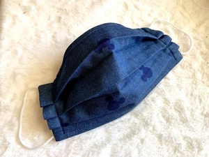 Mickey Minnie Mouse Disney Denim Blue Face Mask Washable 100% Cotton Adult - Picture 1 of 2