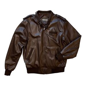 Vintage Members Only Cafe Racer Leather Jacket Espresso Brown XLT (XL)