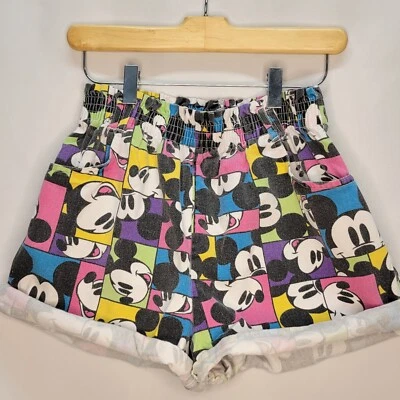VTG Mickey Co Shorts Disney Mouse Bold Block Pocket Paper Bag Youth Kids Sz 14 - Image 1 of 4
