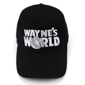 Wayne's World Mütze ¤ Schwarz Bestickt Einheitsgröße Erwachsene ¤ NEU - Bild 1 von 6