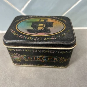 Tin singer sewing machine small trinket Box Sewing Buttons tiny 4"x3" 2.5" Tall - Picture 1 of 9