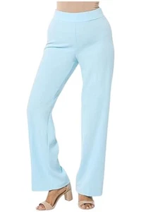 IMAN Global Chic Women's Solid Crepe Bootcut Pant Powder Blue - Picture 1 of 1
