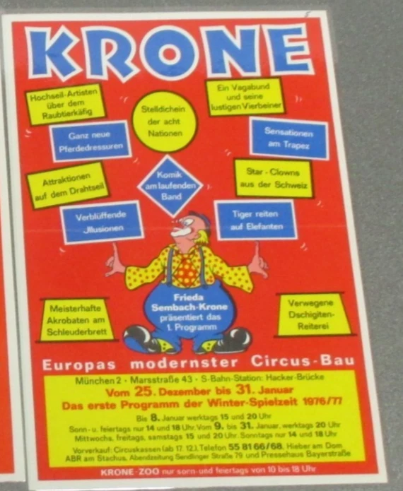 Circus Krone Kleinplakat, Dezember/Januar 1976/77, Winterspielzeit - Bild 1 von 1