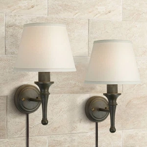 Braidy Bronze Plug-In Wall Sconces Set of 2 w/ Smart Socket - Picture 1 of 7