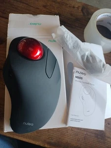 Nulea M505 Wireless Ergonomic Trackball Mouse Rechargeable Bluetooth Red Black - Picture 1 of 7