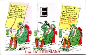 Howdy Humor Hombre Borracho Bebiendo Calle Carta Hogar Louisiana Postal B51 - Imagen 1 de 2
