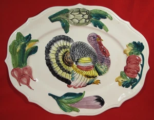 Vintage Türkei Platte Thanksgiving Keramik groß Italien handbemalt 20"x 16" Kunst LESEN - Bild 1 von 20