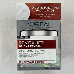 L'Oreal Revitalift Peel Pads Bright Reveal Brightening 30 Pre Soaked Pads - Picture 1 of 4