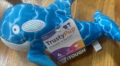 Trustypup Strong & Silent Swimmer Silent Squeaker Dog Toy Quiet Durable Blue - Image 1 of 3