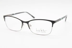 NEW NICOLE MILLER GALENTA C01 BLACK SILVER AUTHENTIC EYEGLASSES 58-17 - Picture 1 of 4