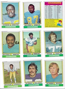 1974 Topps San Diego Chargers football 21-card complete set John Unitas Deacon J - Picture 1 of 6
