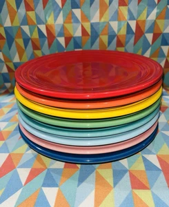 NEW FIESTA Rainbow 8 LUNCH PLATES BRIGHT MIXED SET 9” FIESTAWARE free shipping! - Picture 1 of 6