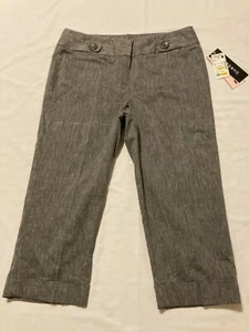 New Sharagano Crop Slim Leg Cuffed Stretch Black and White Pants Women's Size 8 - Picture 1 of 10