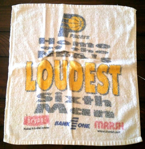 VINTAGE INDIANA PACERS RALLY TOWEL -'HOME OF THE NBA'S LOUDEST SIXTH MAN' - RARE Cover