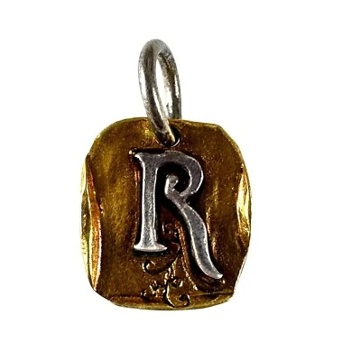 Waxing Poetic Sterling Silver Brass Gothic Insignia Charm "R" Monogram Initial - Image 1 of 2