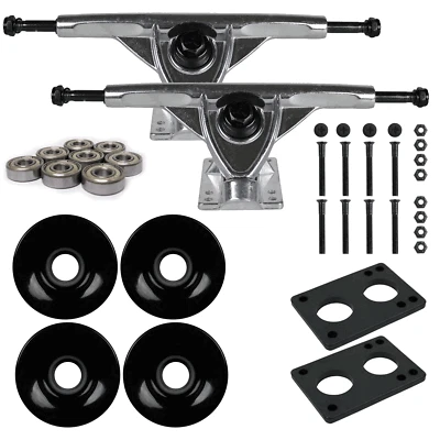 HOUSE LONGBOARD PACKAGE Longboard 181mm Reverse Kingpin Silver Trucks 76mm Black Wheels with Bearings &