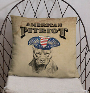 18" x 18" USA Flag Pillow Patriotic Pillow American Pit Bull Independence July 4