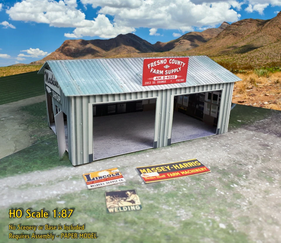 HO Scale 1:87 Shed Building - Pre-Cut & Pre-Scored CARDSTOCK PAPER kit WSH1 - Image 1 of 4