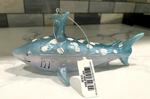 Blue Spotted Whale Shark Fish Glass Ornament New 5.5" - Picture 1 of 4