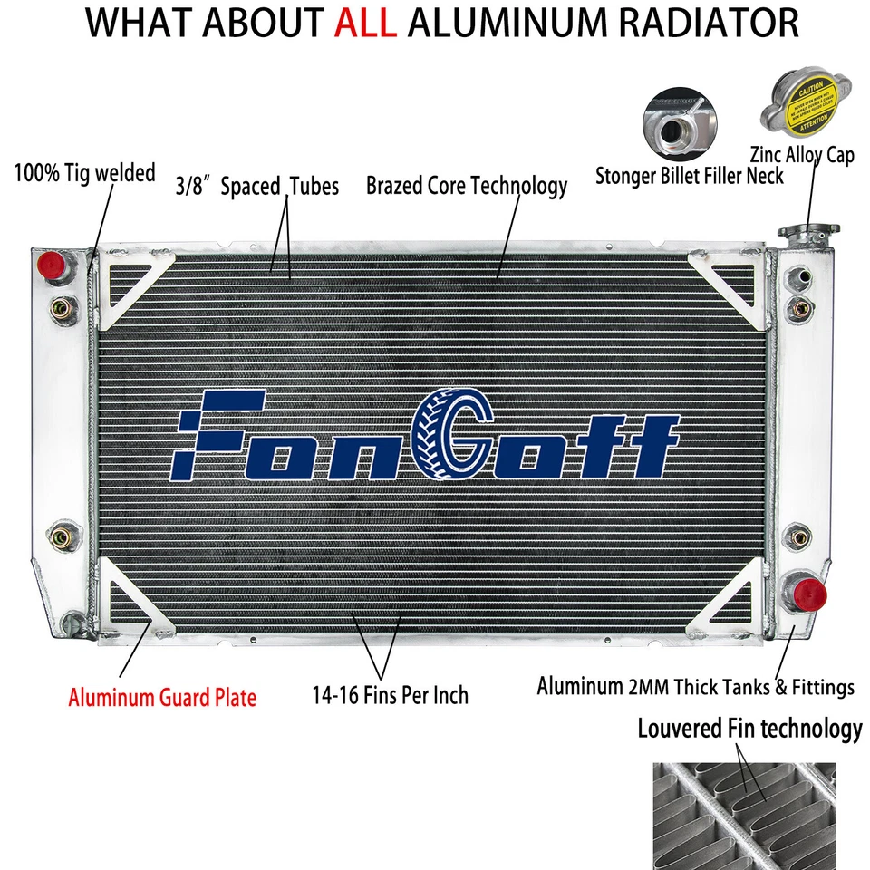 34" Wide 4-Row Radiator For 1988-2000 Chevy GMC C2500,C3500 K2500 K3500 7.4L V8 Foto 1 de 4