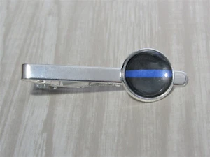 Thin Blue Line Tie Clip, Law Enforcement Police Tie Clip, Gift for Him, Wedding - Picture 1 of 2
