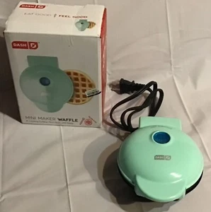 Dash 4” Mini Nonstick Stainless Steel Waffle Maker - Aqua NIB - Picture 1 of 4