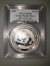 2009 PCGS MS 70 1 oz. Silver Panda, First Strike, 30th Anniversary