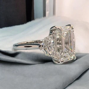 6.13 Ct  D VS1 Plat Emerald Cut Lab Grown Diamond Ring IGI Cert GIA Authenticate - Picture 1 of 11