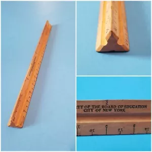 Vintage Ruler Drafting Tool New York City 3-SIDED TRIANGLE WOOD 12" Board of Edu - Picture 1 of 9