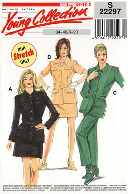 Neue Mode 22297 Stretch Knit Button Front Tops, Pants & Slim Skirt Sz 8-20 UNCUT - Image 1 of 4
