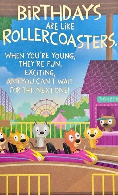 Funny BIRTHDAYS ARE LIKE ROLLERCOASTERS Card by American Greetings + Envelope - Image 1 of 4